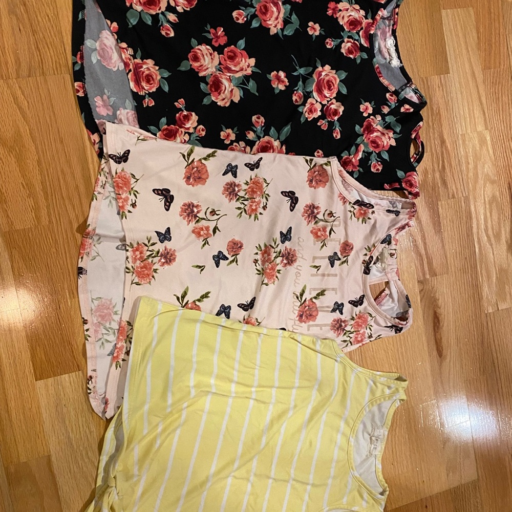 btween Floral and Striped Kids Tops - black floral, pink floral, yellow striped